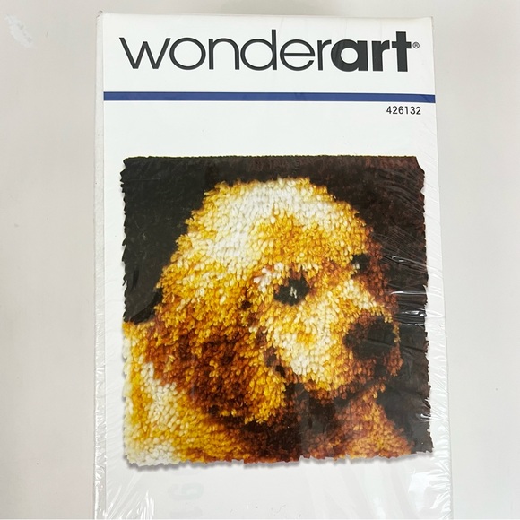 Wonderart Latch Hook Kit Puppy Love Golden Doodle Golden Retriever Labrador Dog - Picture 2 of 8